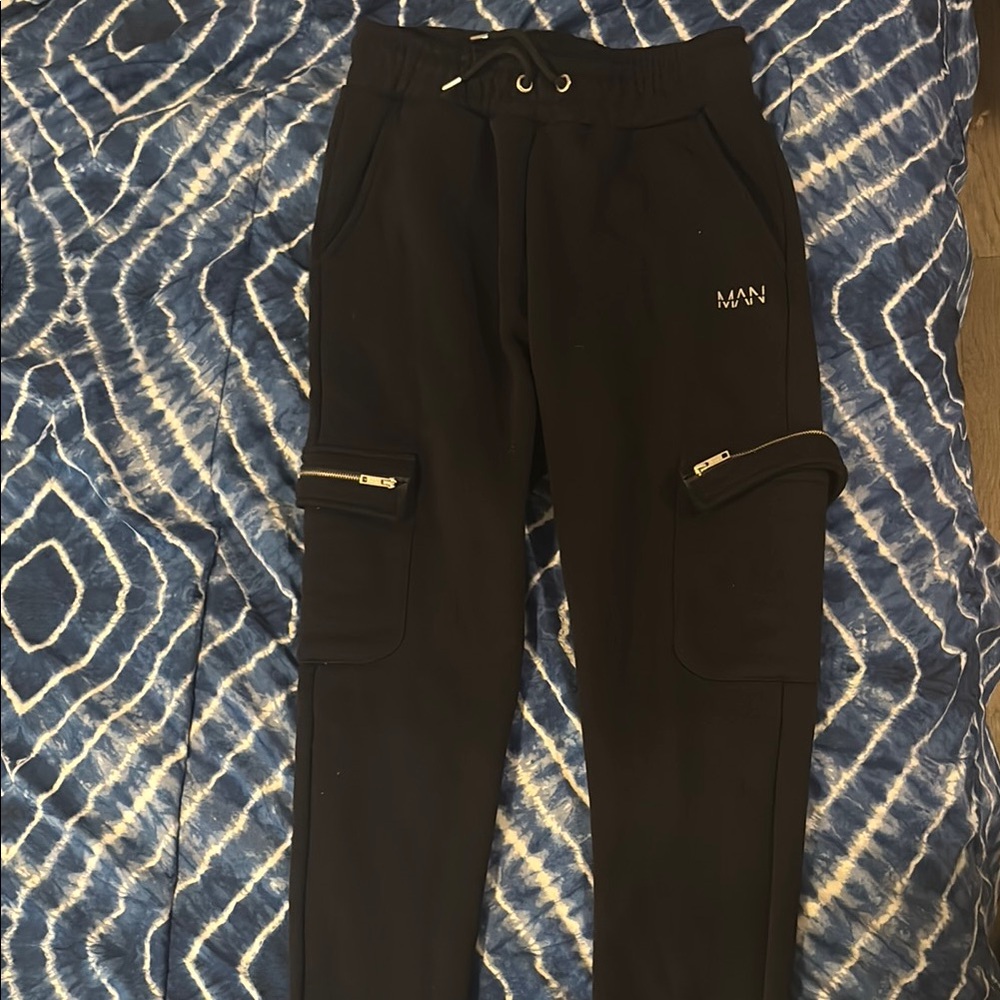 Boohoo Black Joggers with Zipper Pockets